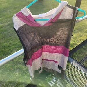 Striped Sleeveless Hoodie
